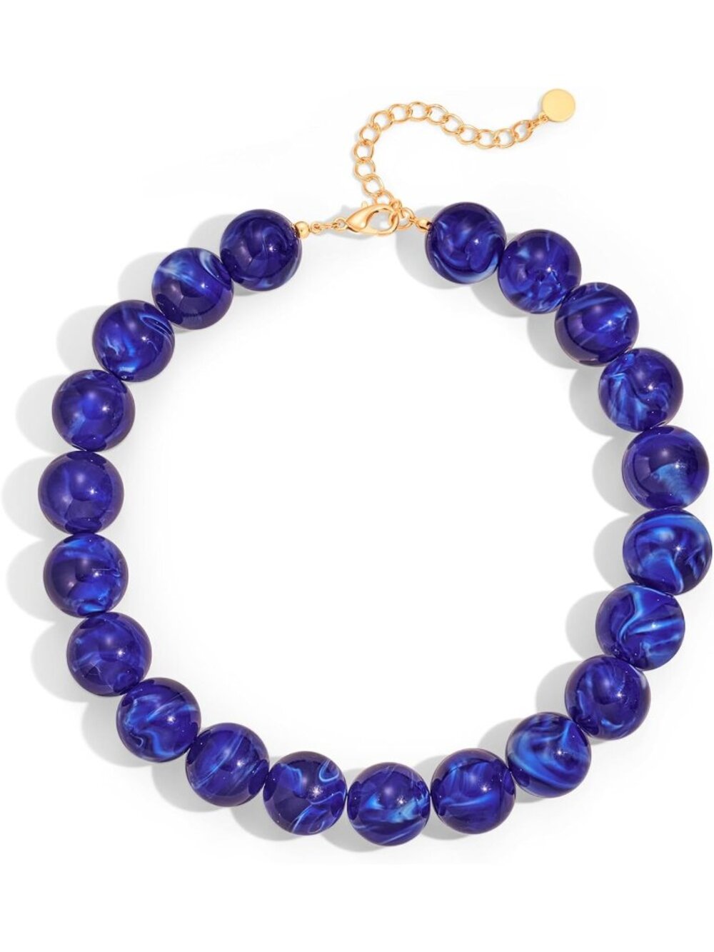 Women's 20MM Dark Blue Chunky Resin Bead Choker Boho Summer Beach Jewelry
